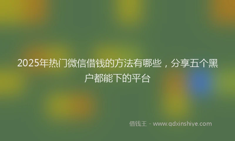 2025年热门微信借钱的方法有哪些，分享五个黑户都能下的平台