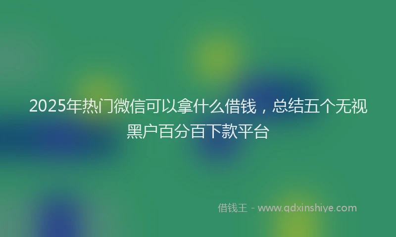 2025年热门微信可以拿什么借钱，总结五个无视黑户百分百下款平台