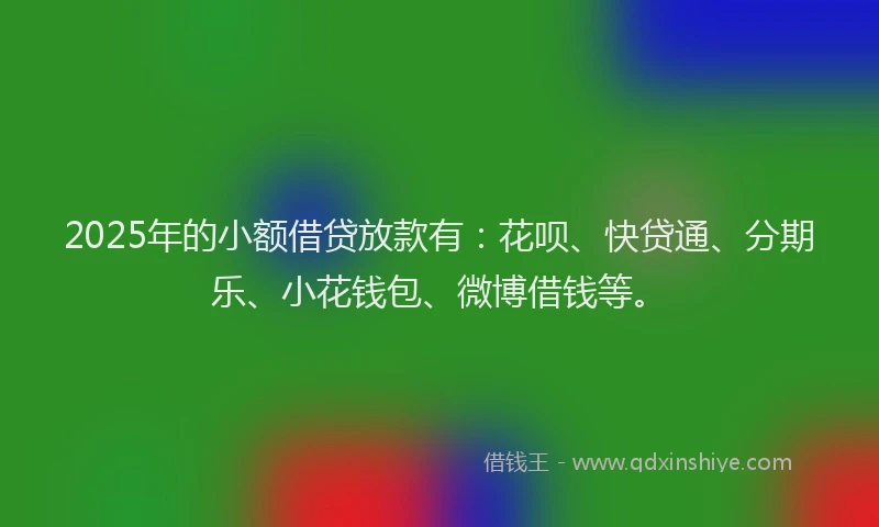 2025年的小额借贷放款有：花呗、快贷通、分期乐、小花钱包、微博借钱等。