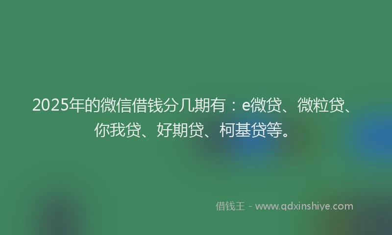 2025年的微信借钱分几期有：e微贷、微粒贷、你我贷、好期贷、柯基贷等。
