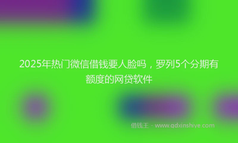 2025年热门微信借钱要人脸吗，罗列5个分期有额度的网贷软件