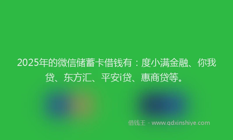 2025年的微信储蓄卡借钱有：度小满金融、你我贷、东方汇、平安i贷、惠商贷等。