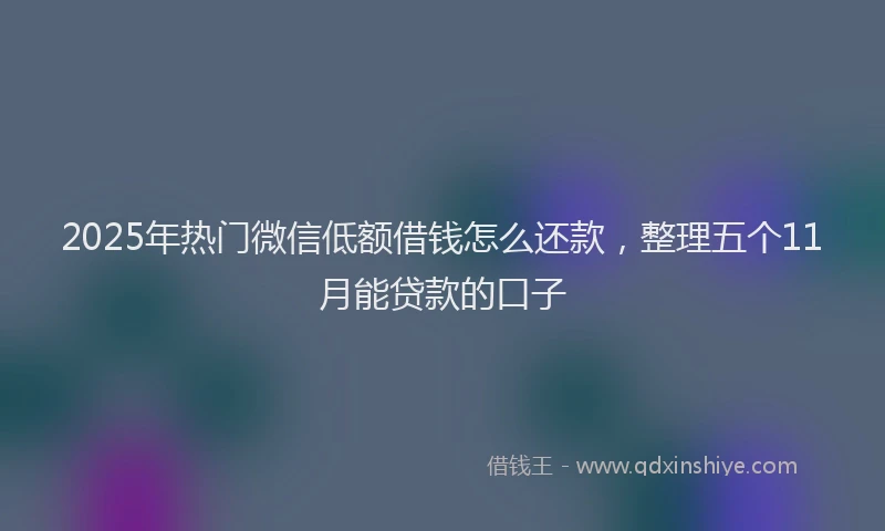 2025年热门微信低额借钱怎么还款，整理五个11月能贷款的口子