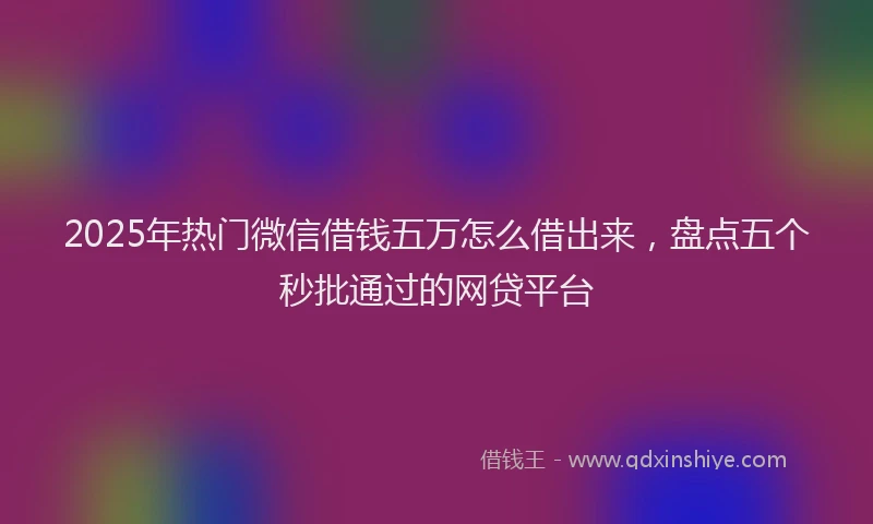 2025年热门微信借钱五万怎么借出来，盘点五个秒批通过的网贷平台