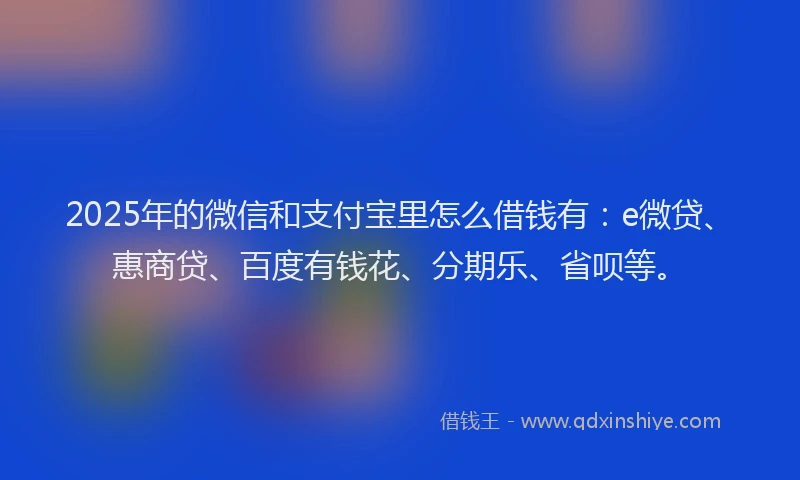 2025年的微信和支付宝里怎么借钱有：e微贷、惠商贷、百度有钱花、分期乐、省呗等。