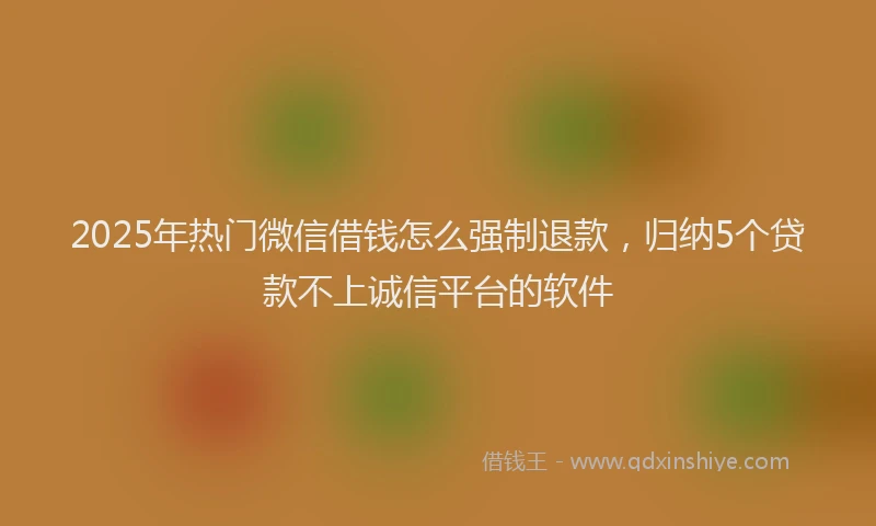 2025年热门微信借钱怎么强制退款，归纳5个贷款不上诚信平台的软件