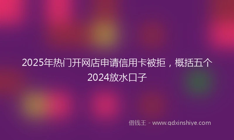 2025年热门开网店申请信用卡被拒，概括五个2024放水口子