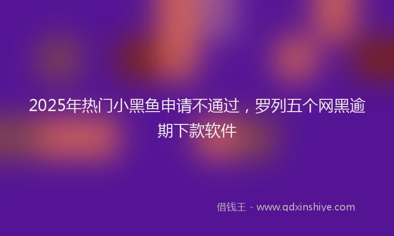 2025年热门小黑鱼申请不通过，罗列五个网黑逾期下款软件