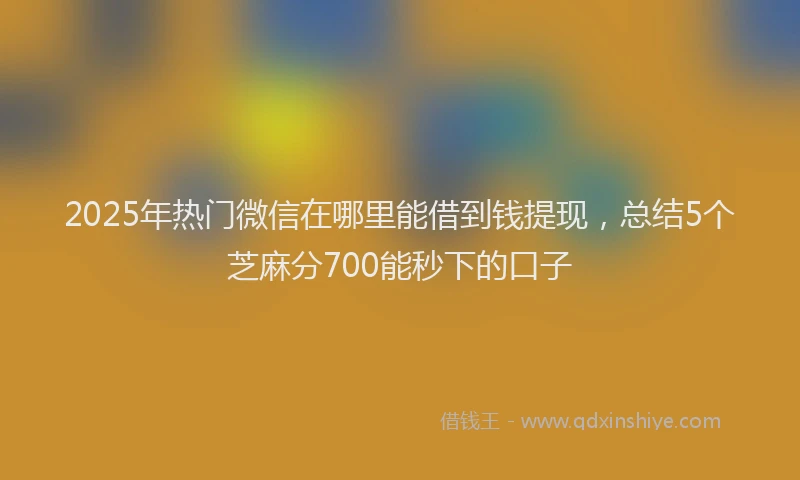 2025年热门微信在哪里能借到钱提现，总结5个芝麻分700能秒下的口子