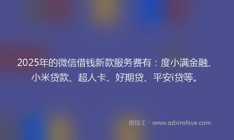 2025年的微信借钱新款服务费有：度小满金融、小米贷款、超人卡、好期贷、平安i贷等。