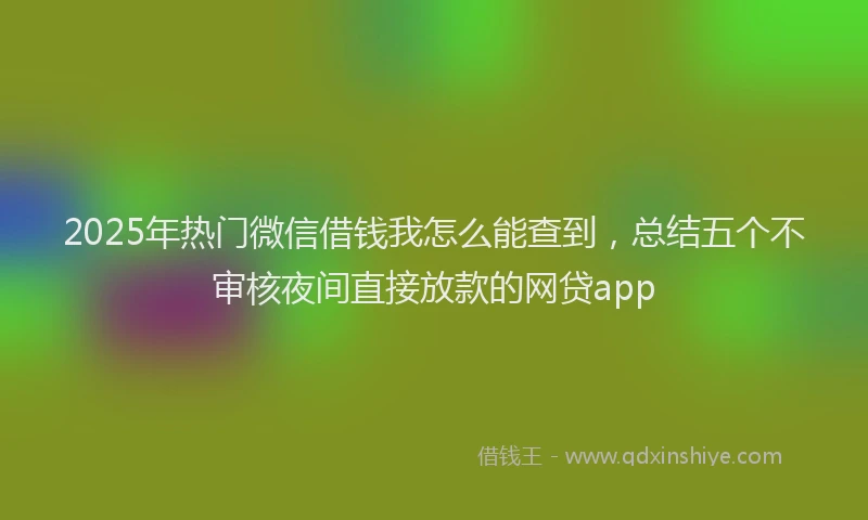 2025年热门微信借钱我怎么能查到，总结五个不审核夜间直接放款的网贷app