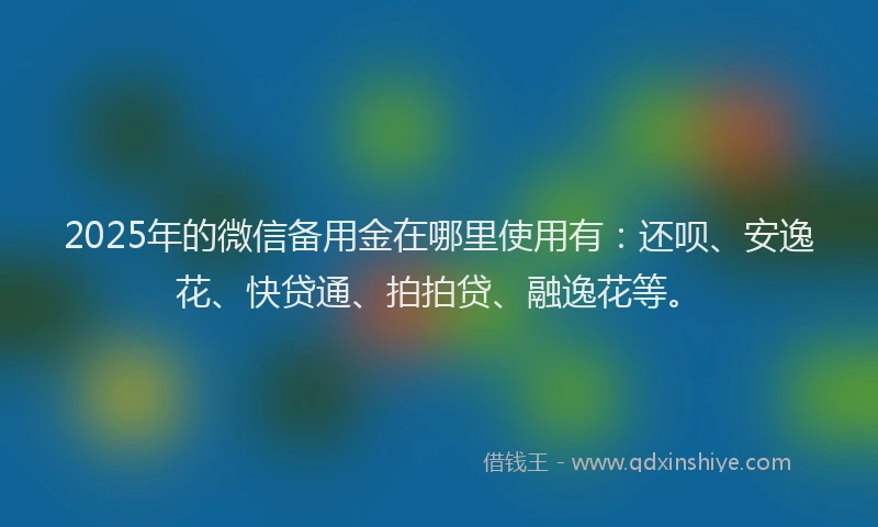 2025年的微信备用金在哪里使用有：还呗、安逸花、快贷通、拍拍贷、融逸花等。