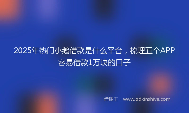2025年热门小鹅借款是什么平台，梳理五个APP容易借款1万块的口子