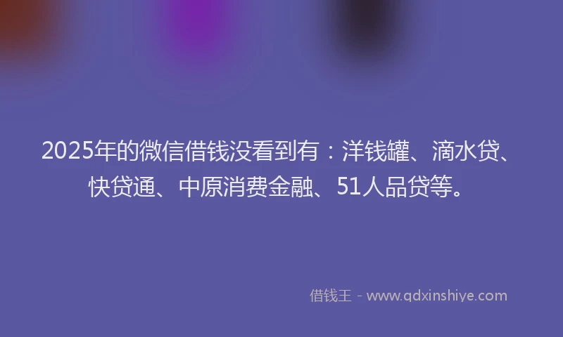 2025年的微信借钱没看到有：洋钱罐、滴水贷、快贷通、中原消费金融、51人品贷等。