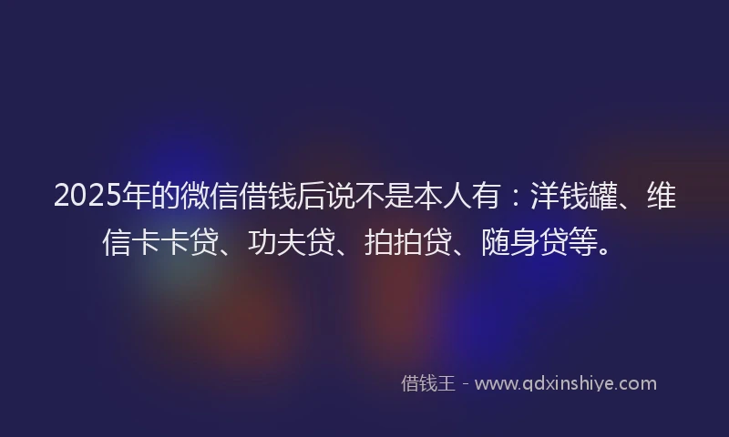 2025年的微信借钱后说不是本人有：洋钱罐、维信卡卡贷、功夫贷、拍拍贷、随身贷等。