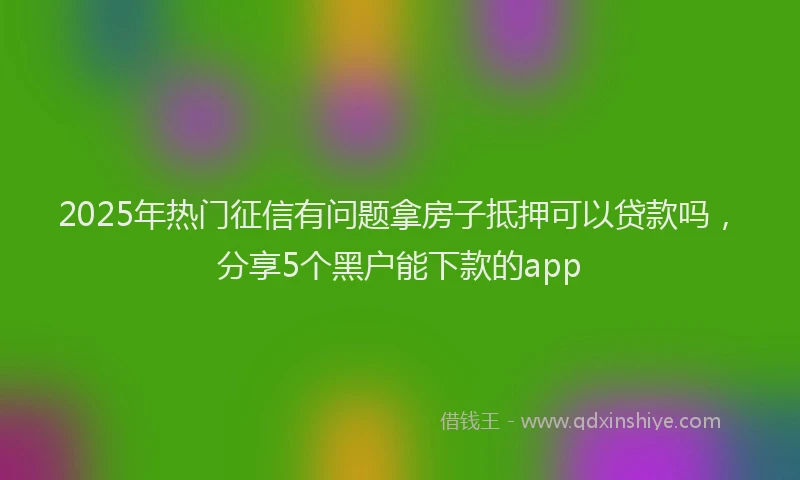 2025年热门征信有问题拿房子抵押可以贷款吗，分享5个黑户能下款的app