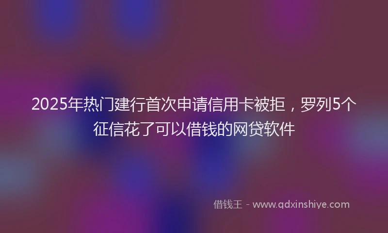 2025年热门建行首次申请信用卡被拒，罗列5个征信花了可以借钱的网贷软件