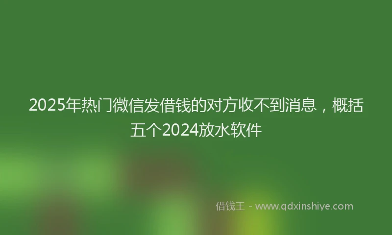 2025年热门微信发借钱的对方收不到消息，概括五个2024放水软件