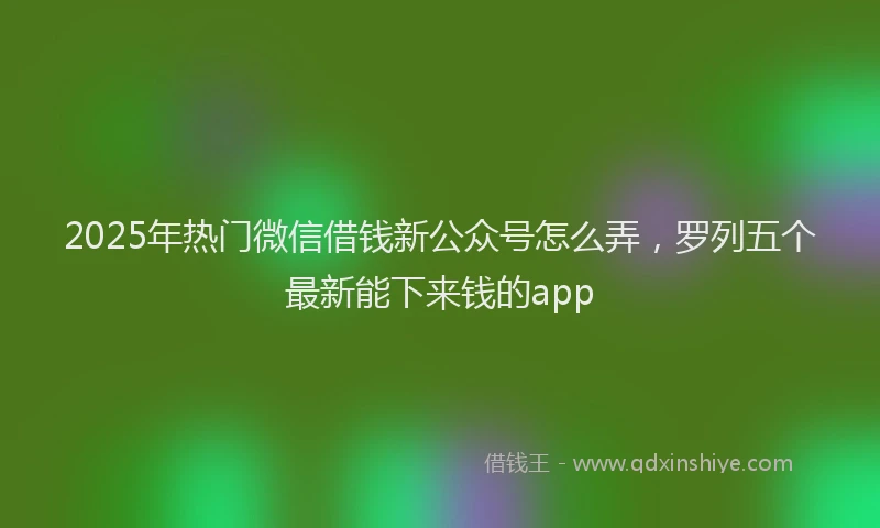 2025年热门微信借钱新公众号怎么弄，罗列五个最新能下来钱的app