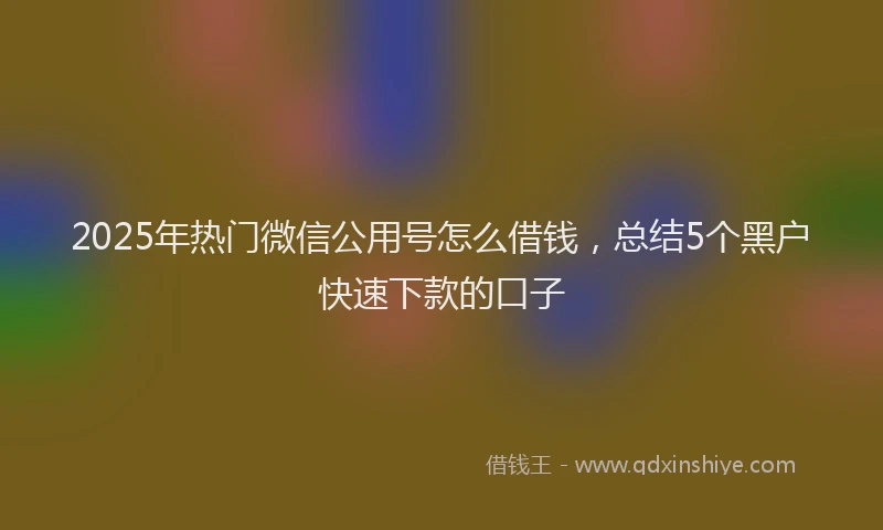 2025年热门微信公用号怎么借钱，总结5个黑户快速下款的口子