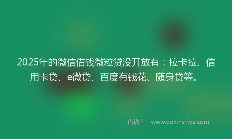 2025年的微信借钱微粒贷没开放有：拉卡拉、信用卡贷、e微贷、百度有钱花、随身贷等。