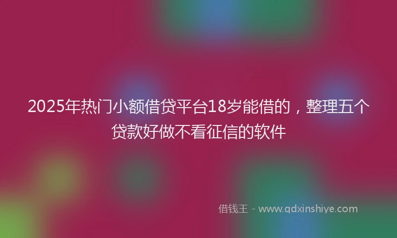 2025年热门小额借贷平台18岁能借的，整理五个贷款好做不看征信的软件