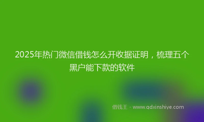 2025年热门微信借钱怎么开收据证明，梳理五个黑户能下款的软件