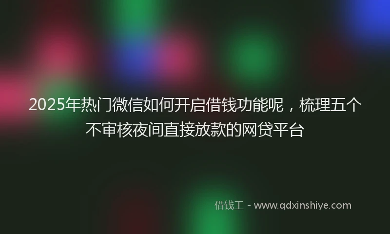 2025年热门微信如何开启借钱功能呢，梳理五个不审核夜间直接放款的网贷平台