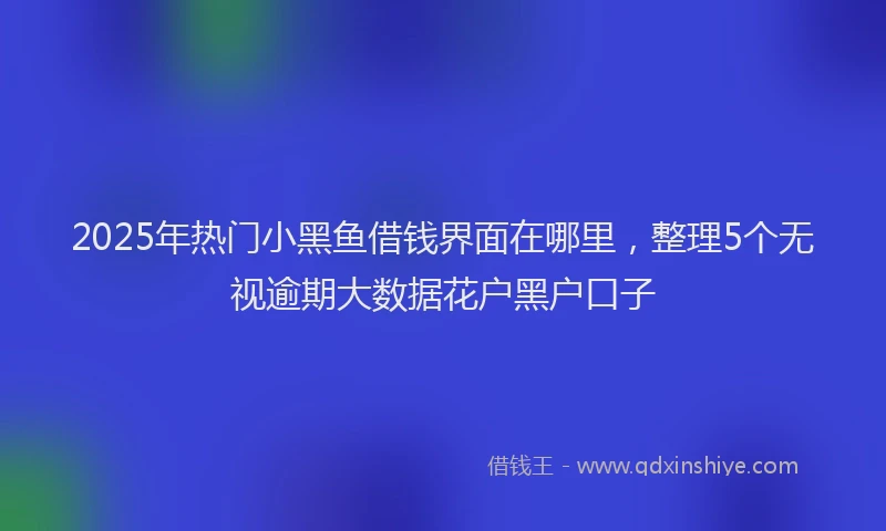 2025年热门小黑鱼借钱界面在哪里，整理5个无视逾期大数据花户黑户口子