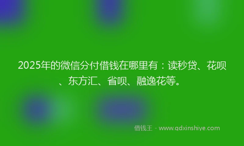 2025年的微信分付借钱在哪里有：读秒贷、花呗、东方汇、省呗、融逸花等。