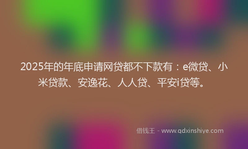 2025年的年底申请网贷都不下款有：e微贷、小米贷款、安逸花、人人贷、平安i贷等。