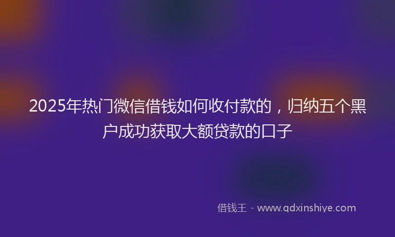 2025年热门微信借钱如何收付款的，归纳五个黑户成功获取大额贷款的口子