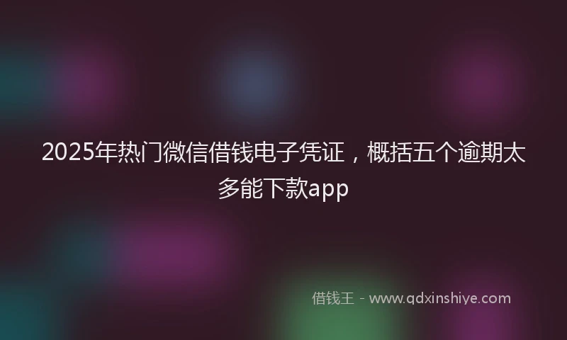 2025年热门微信借钱电子凭证，概括五个逾期太多能下款app