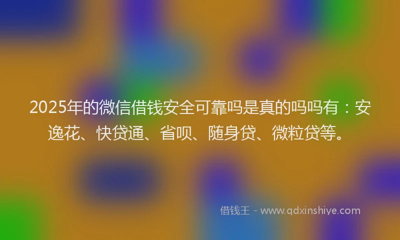 2025年的微信借钱安全可靠吗是真的吗吗有：安逸花、快贷通、省呗、随身贷、微粒贷等。