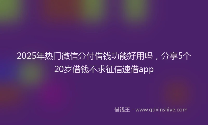 2025年热门微信分付借钱功能好用吗，分享5个20岁借钱不求征信速借app