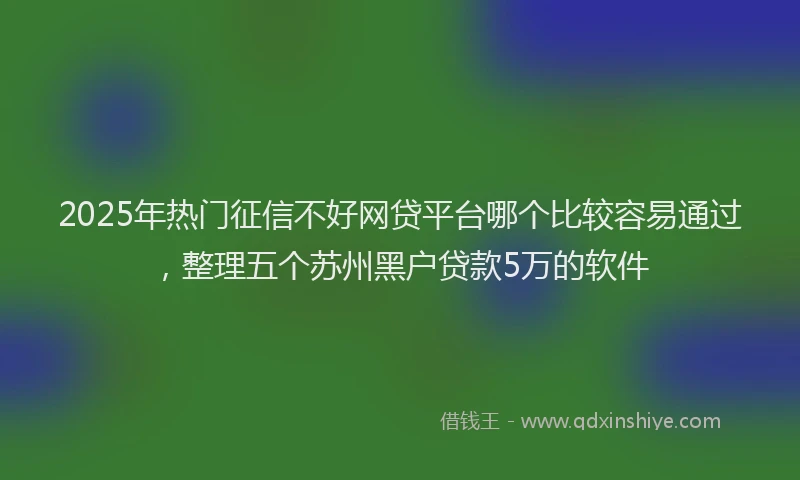 2025年热门征信不好网贷平台哪个比较容易通过，整理五个苏州黑户贷款5万的软件