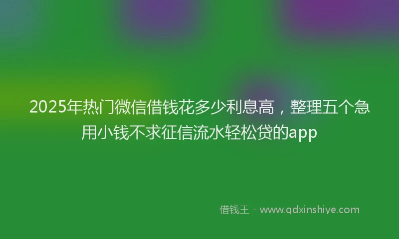 2025年热门微信借钱花多少利息高，整理五个急用小钱不求征信流水轻松贷的app