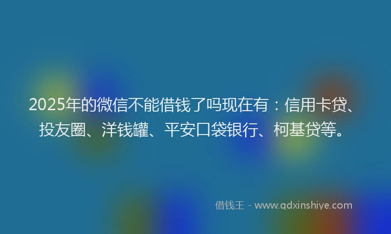 2025年的微信不能借钱了吗现在有：信用卡贷、投友圈、洋钱罐、平安口袋银行、柯基贷等。