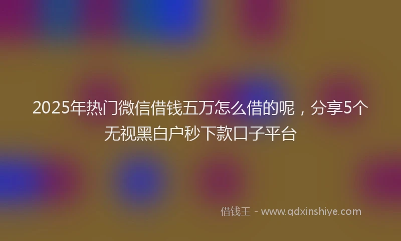 2025年热门微信借钱五万怎么借的呢，分享5个无视黑白户秒下款口子平台