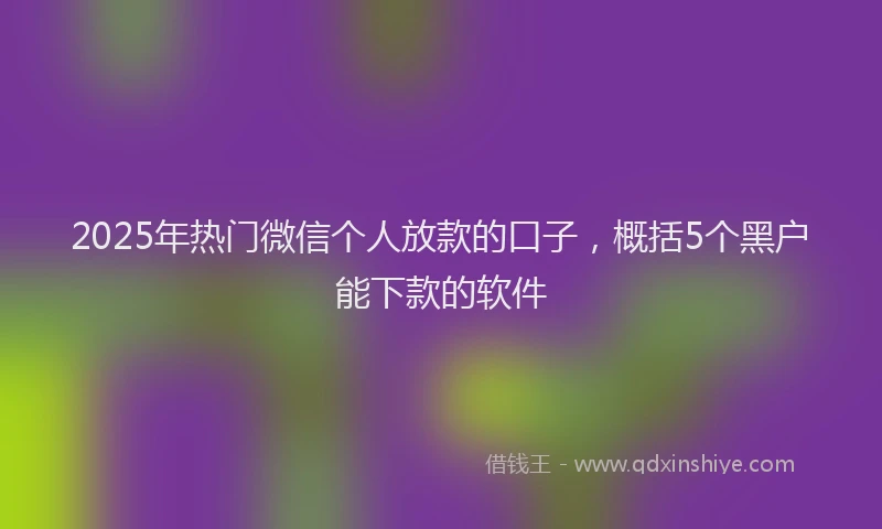 2025年热门微信个人放款的口子，概括5个黑户能下款的软件