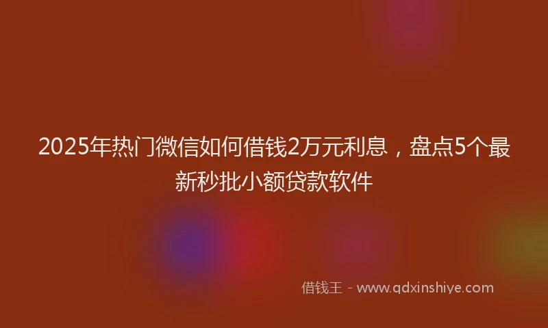 2025年热门微信如何借钱2万元利息，盘点5个最新秒批小额贷款软件