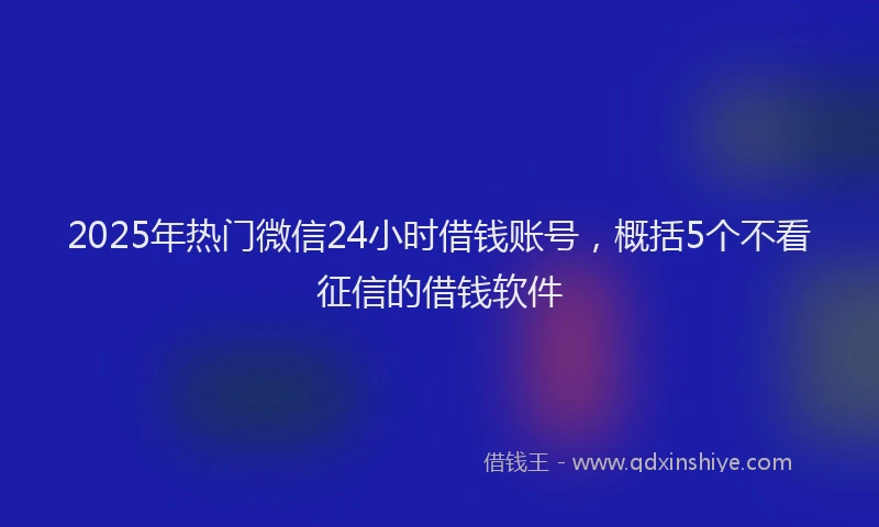 2025年热门微信24小时借钱账号，概括5个不看征信的借钱软件