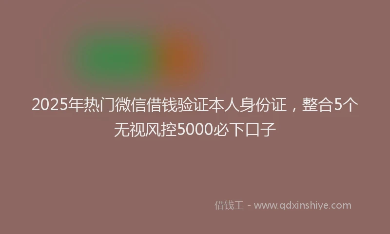 2025年热门微信借钱验证本人身份证，整合5个无视风控5000必下口子