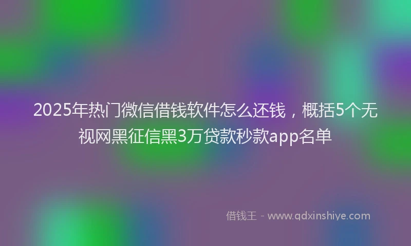 2025年热门微信借钱软件怎么还钱，概括5个无视网黑征信黑3万贷款秒款app名单