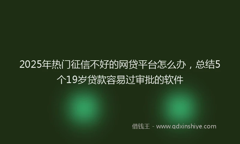 2025年热门征信不好的网贷平台怎么办，总结5个19岁贷款容易过审批的软件
