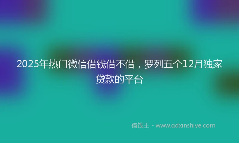 2025年热门微信借钱借不借，罗列五个12月独家贷款的平台