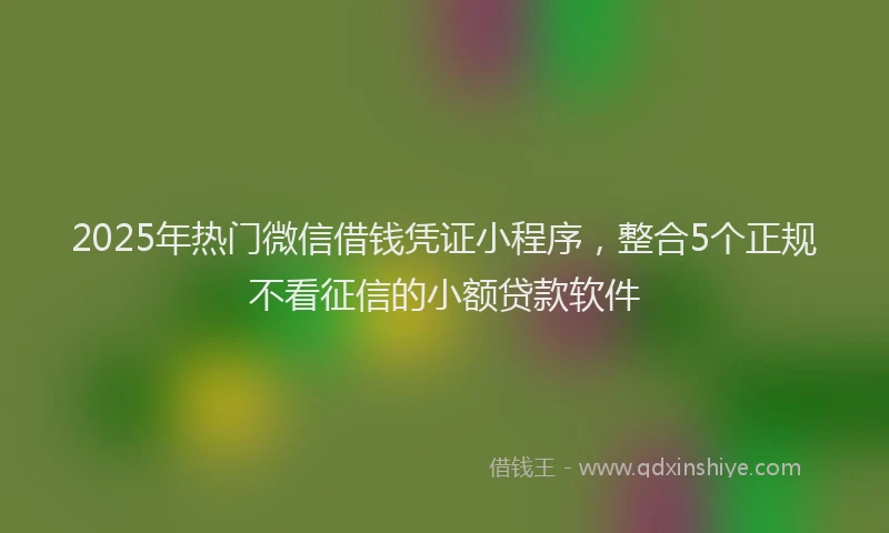 2025年热门微信借钱凭证小程序，整合5个正规不看征信的小额贷款软件