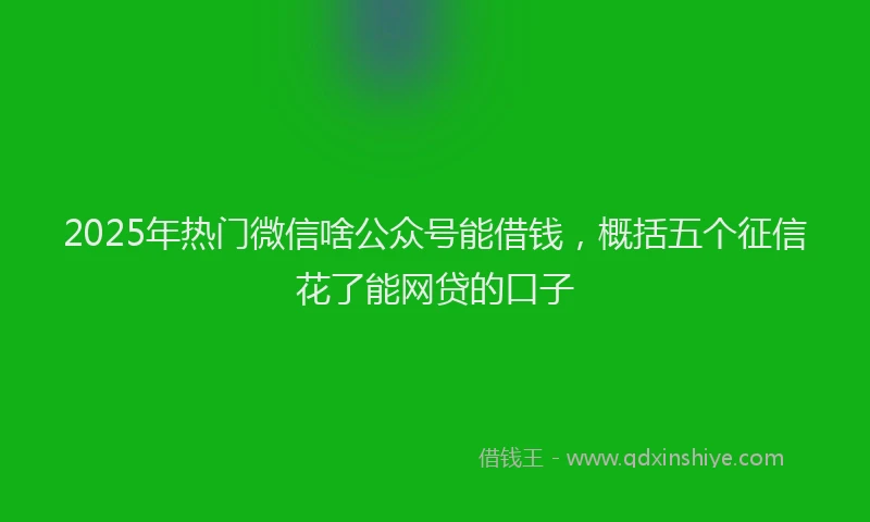 2025年热门微信啥公众号能借钱，概括五个征信花了能网贷的口子