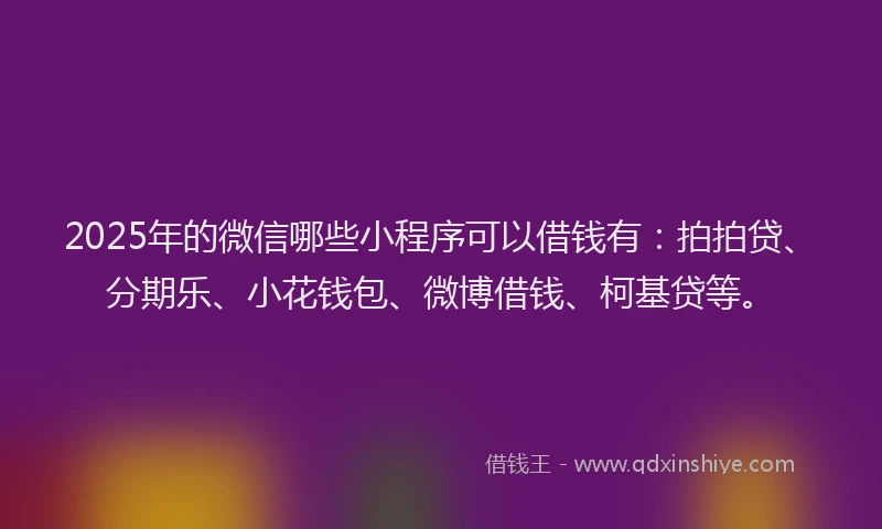 2025年的微信哪些小程序可以借钱有：拍拍贷、分期乐、小花钱包、微博借钱、柯基贷等。