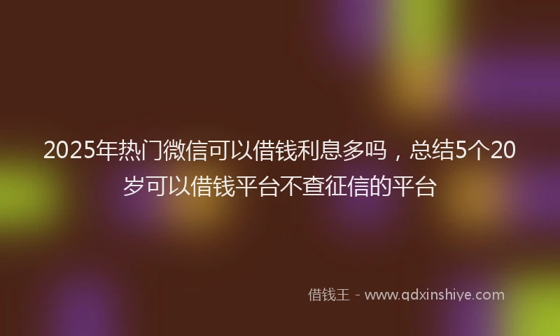 2025年热门微信可以借钱利息多吗，总结5个20岁可以借钱平台不查征信的平台